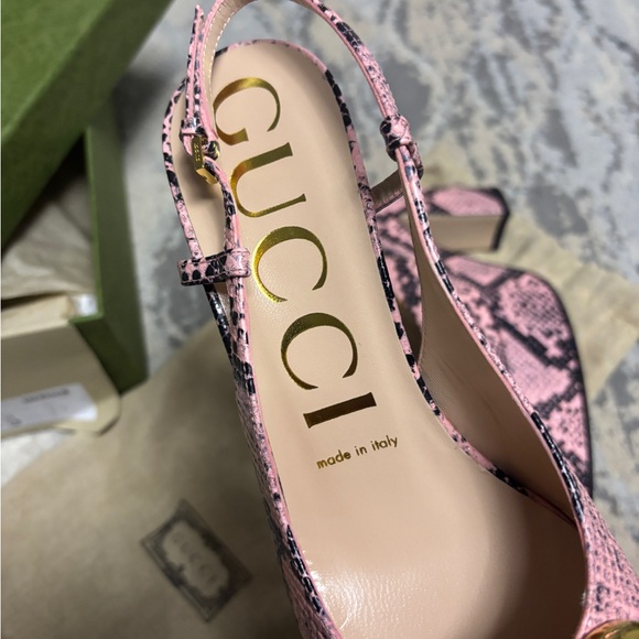 New Gucci High heel pump Pythons Calf Print Leather Wild Rose 723837 - Picture 5 of 10